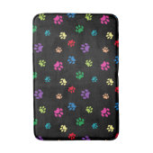 Colorful Paw Prints Patroon op zwart Badmat (Voorkant Verticaal)