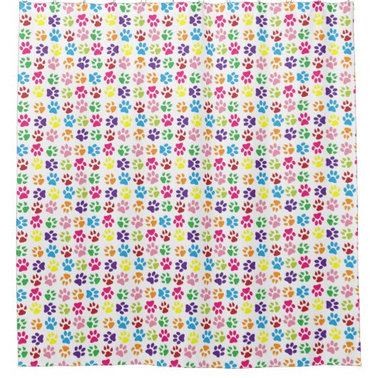 Colorful Paw Prints Pattern Douchegordijn (Voorkant)