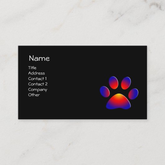 COLORFUL PAW VISITEKAARTJE (Voorkant)