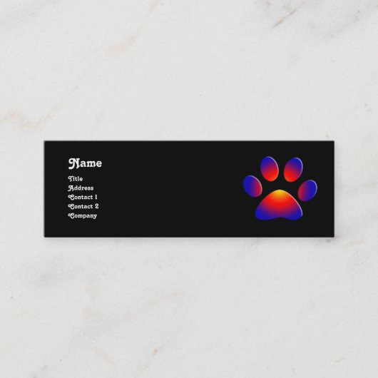 COLORFUL PAW, zwart Mini Visitekaartje (Voorkant)