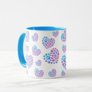 Colorful Paws in Hearts Mug Mok