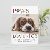 Colorful Paws Love Joy Pet Foto Feestdagenkaart (Staand voorkant)