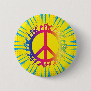 Colorful Peace and Love Button
