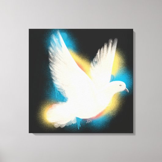 colorful peace dove in watercolor style canvas afdruk (Voorkant)