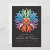 Colorful Peace Flower Wedding Invitations Kaart (Voorkant)
