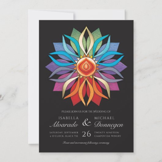 Colorful Peace Flower Wedding Invitations Kaart (Voorkant)