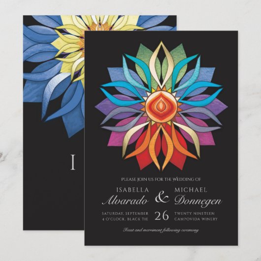 Colorful Peace Flower Wedding Invitations Kaart (Voorkant / Achterkant)