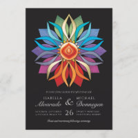 Colorful Peace Flower Wedding Invitations