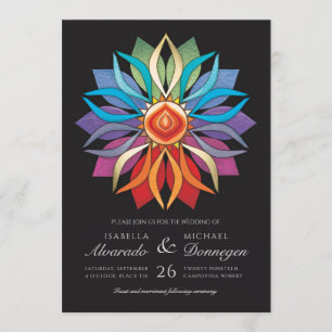 Colorful Peace Flower Wedding Invitations Kaart