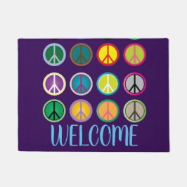 Colorful peace hippy 60s welkome mat