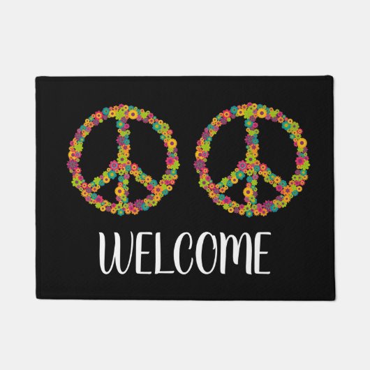 Colorful peace hippy 60s welkome mat (Voorkant)