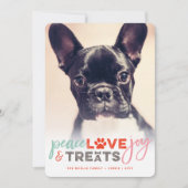 Colorful Peace Love Joy behandelt Hondenliefhebber Feestdagenkaart (Voorkant)