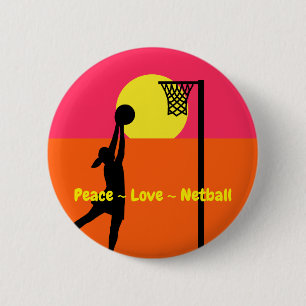 Colorful Peace Love Netball Ronde Button 5,7 Cm