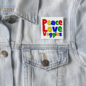 Colorful Peace Love Veggies Vierkante Button 5,1 Cm (In situ)