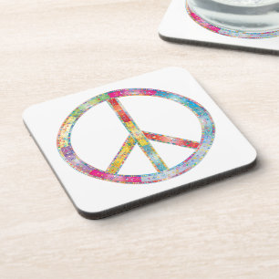 Colorful Peace Sign Bier Onderzetter