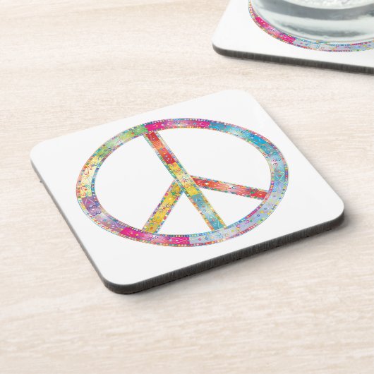 Colorful Peace Sign Bier Onderzetter (Linkerzijde)