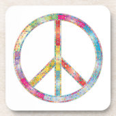 Colorful Peace Sign Bier Onderzetter (Voorkant)
