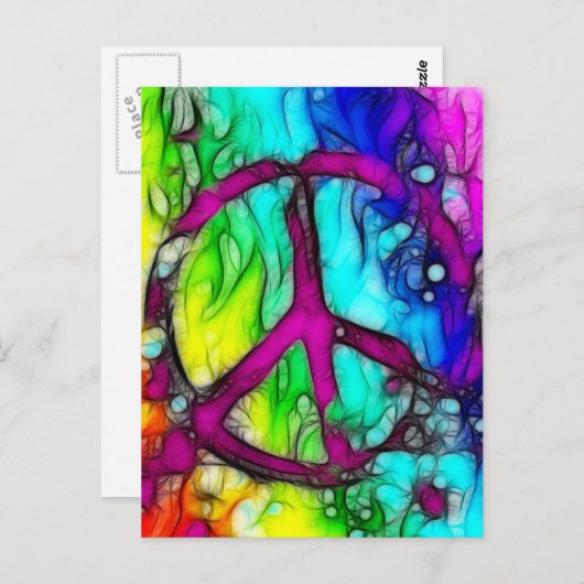 Colorful Peace Sign Briefkaart (Voorkant / Achterkant)