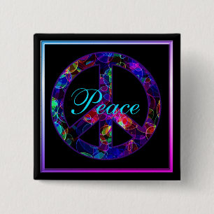 Colorful Peace Sign-Button Vierkante Button 5,1 Cm