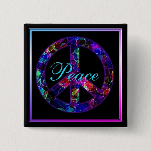 Colorful Peace Sign-Button Vierkante Button 5,1 Cm (Voorkant)