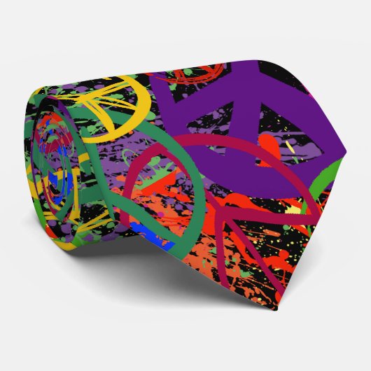 COLORFUL PEACE SIGN COLLAGE STROPDAS (Opgerold)