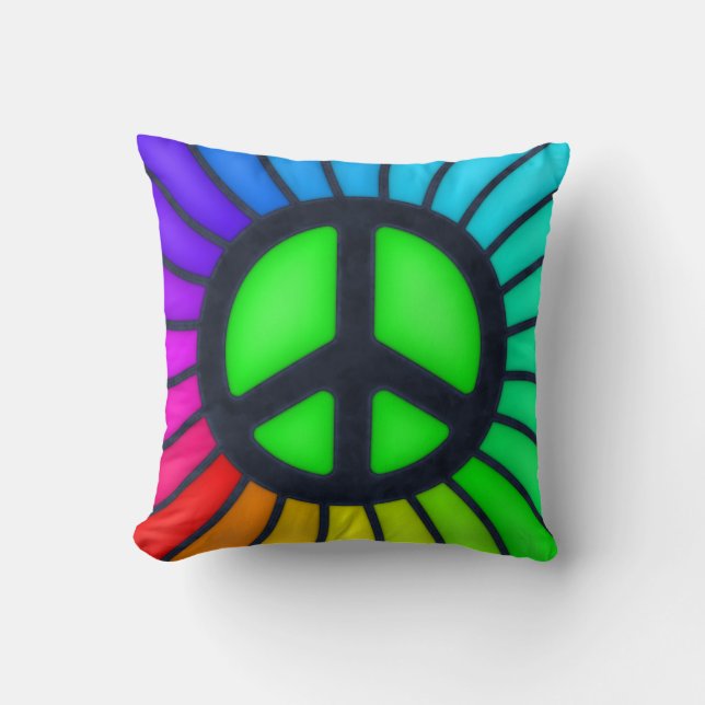 Colorful Peace Sign Kussen (Voorkant)