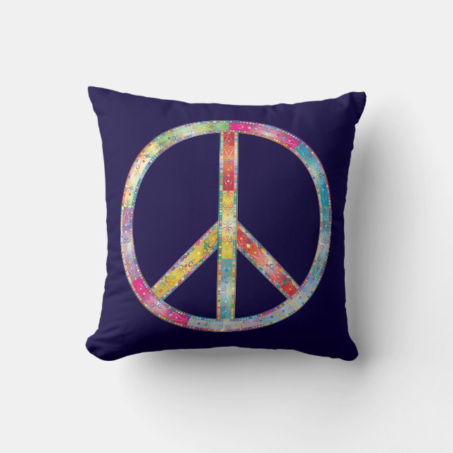 Colorful Peace Sign Kussen (Voorkant)