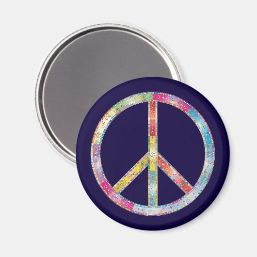 Colorful Peace Sign Magneet (Voorkant / Achterkant)