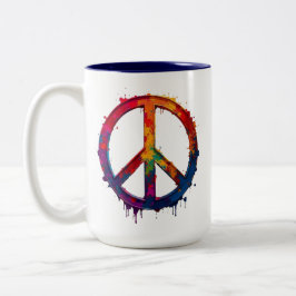 Colorful peace sign mug tweekleurige koffiemok