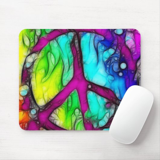 Colorful Peace Sign Muismat (Met muis)