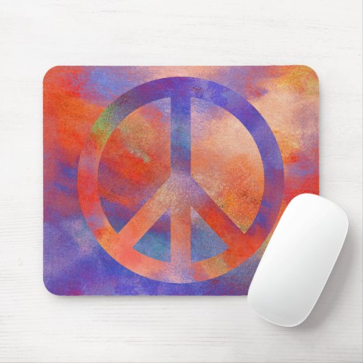 Colorful Peace Sign Muismat (Met muis)
