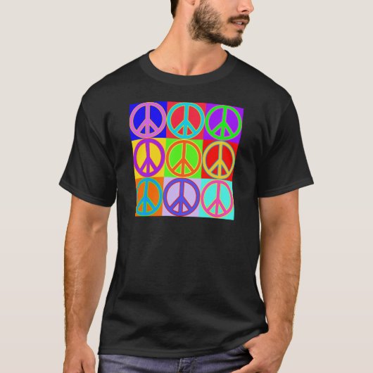Colorful Peace Sign-ontwerp T-shirt (Voorkant)
