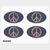 Colorful Peace Sign Ovale Sticker (Vel)