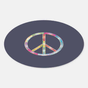 Colorful Peace Sign Ovale Sticker