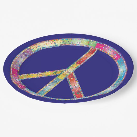 Colorful Peace Sign Papieren Bordje (Gekanteld)