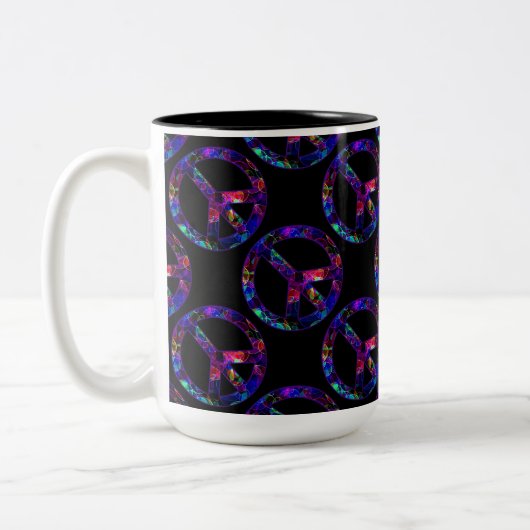 Colorful Peace Sign-patroon Tweekleurige Koffiemok (Links)