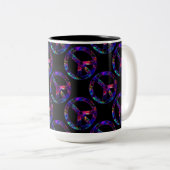 Colorful Peace Sign Pattern-Mok Tweekleurige Koffiemok (Voorkant rechts)