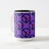 Colorful Peace Sign Pattern Paarse Mok (Voorkant links)