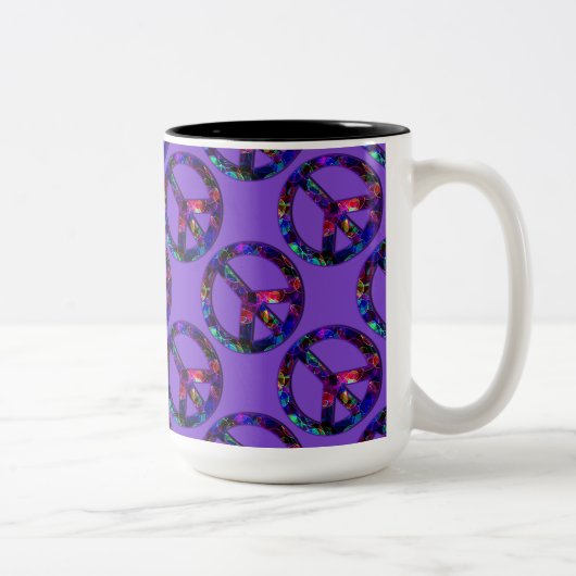 Colorful Peace Sign Pattern Paarse Mok (Rechts)