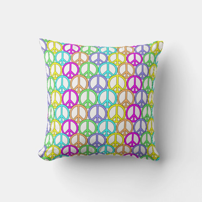 Colorful Peace Sign Pattern-Sierkussen Kussen (Voorkant)