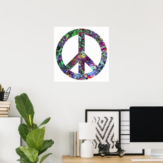 Colorful Peace Sign Poster (Thuiskantoor)