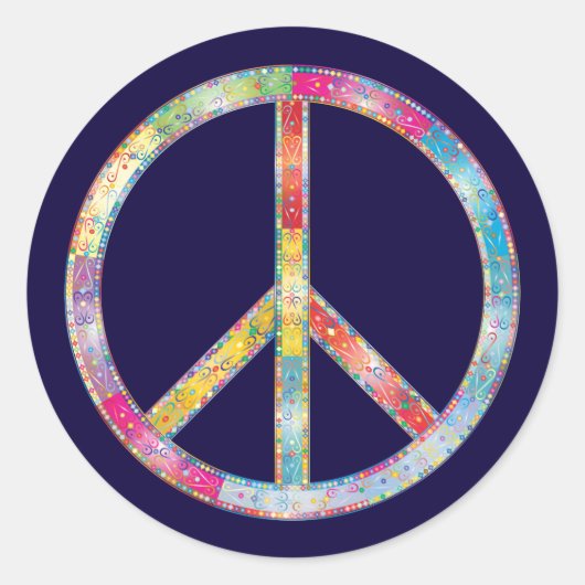 Colorful Peace Sign Ronde Sticker (Voorkant)