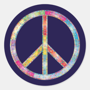 Colorful Peace Sign Ronde Sticker