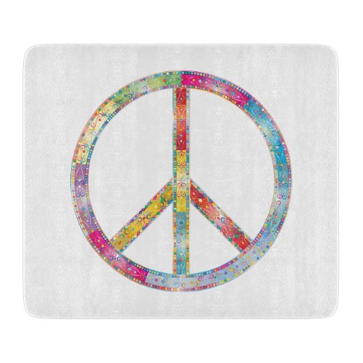 Colorful Peace Sign Snijplank (Voorkant)