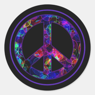 Colorful Peace Sign-Stickers Ronde Sticker