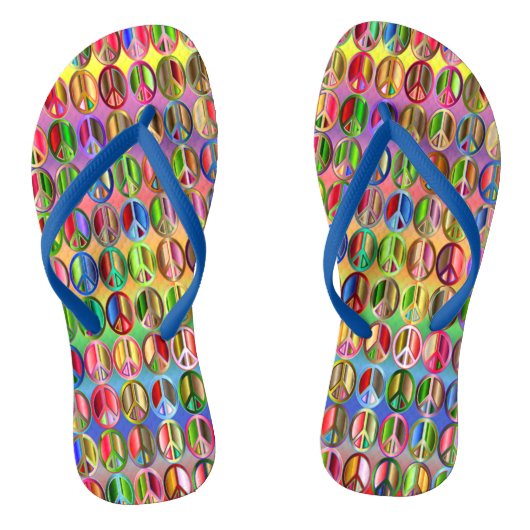 Colorful Peace Sign-Teenslippers Teenslippers (Voetbed)