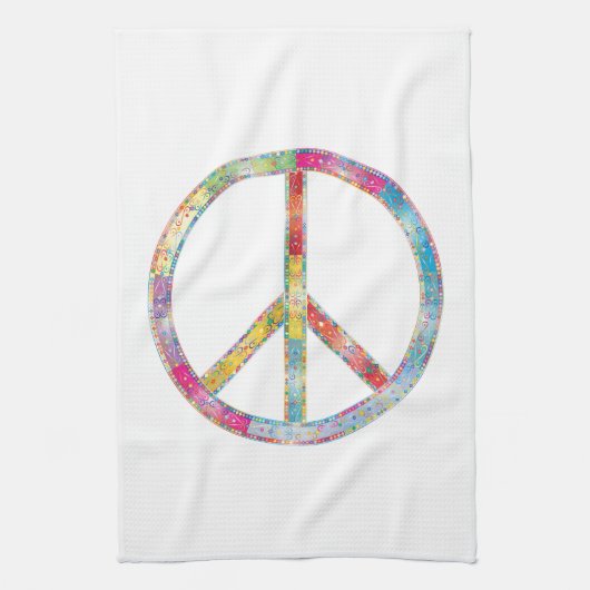 Colorful Peace Sign Theedoek (Verticaal)