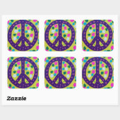 Colorful Peace Sign Vierkante Sticker (Vel)