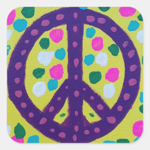Colorful Peace Sign Vierkante Sticker