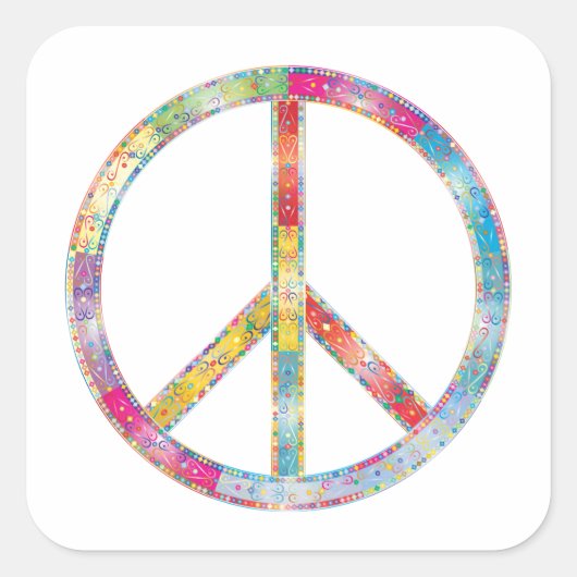 Colorful Peace Sign Vierkante Sticker (Voorkant)